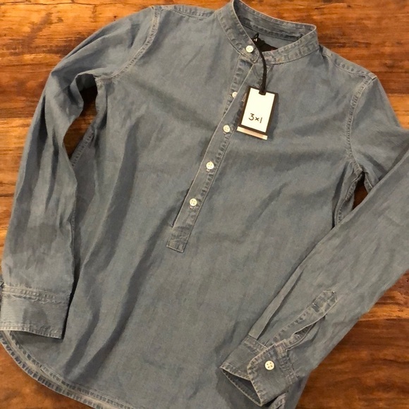 3x1 Mandarin Collar Shirt in Corfu XS - Picture 7 of 7